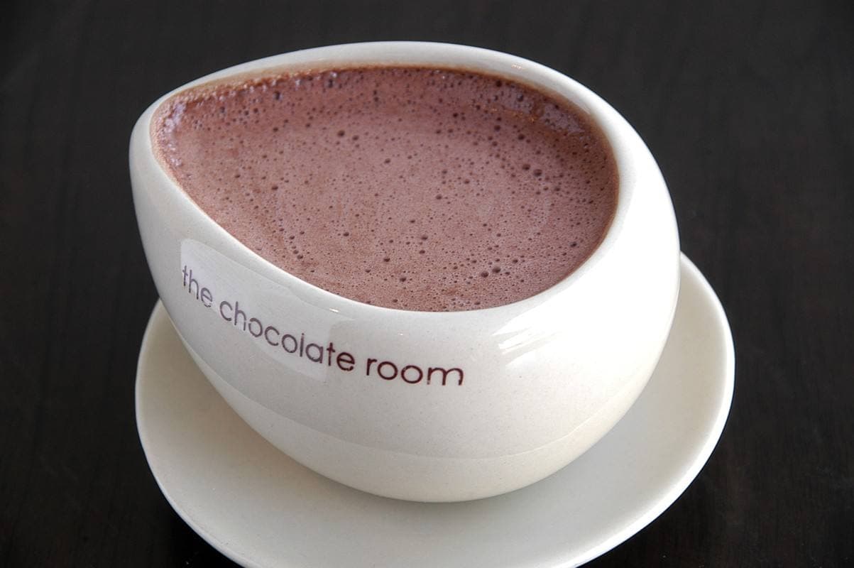 Melted hot chocolate in a cuddle cup